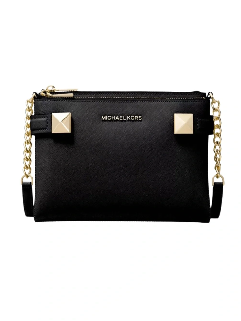 MICHAEL KORS Black Double Zip Crossbody Purse
